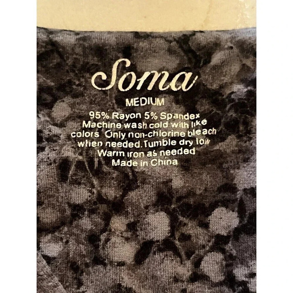 Soma Womens Grey BLK Short Sleeve Twist Front Tunic Dancing fairy grunge  M - Picture 9 of 9